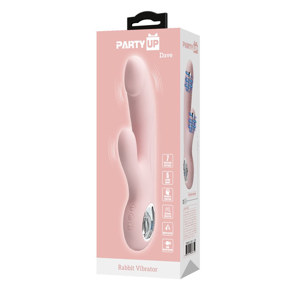 Party Up DAVE Rabbit Vibe - Pink - VIBRATORS