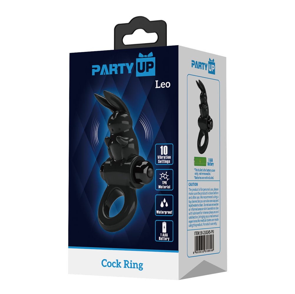 Party Up LARRY Vibrating Cock Ring - Black - COCK RINGS