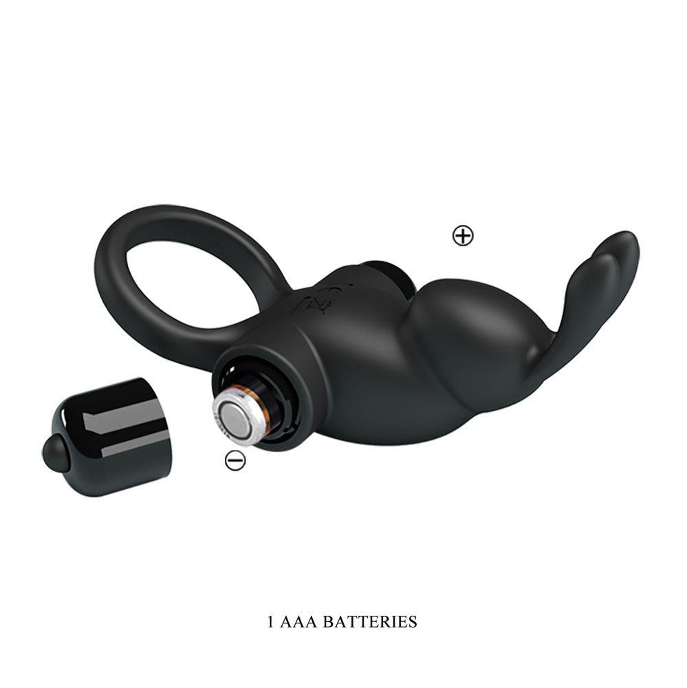 Party Up LARRY Vibrating Cock Ring - Black - COCK RINGS