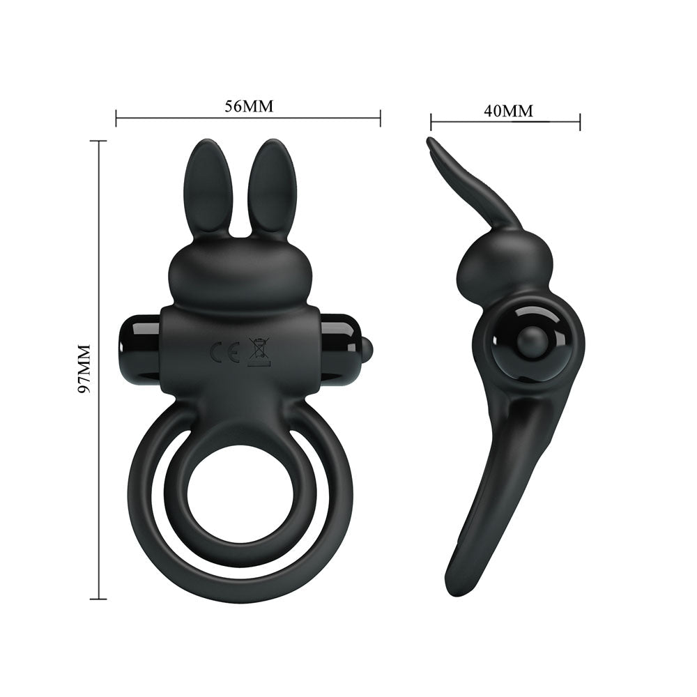 Party Up LAWRENCE Vibrating Cock Ring - Black - COCK RINGS