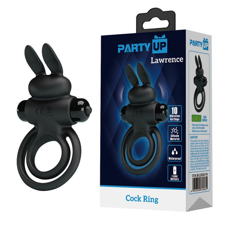 Party Up LAWRENCE Vibrating Cock Ring - Black - COCK RINGS