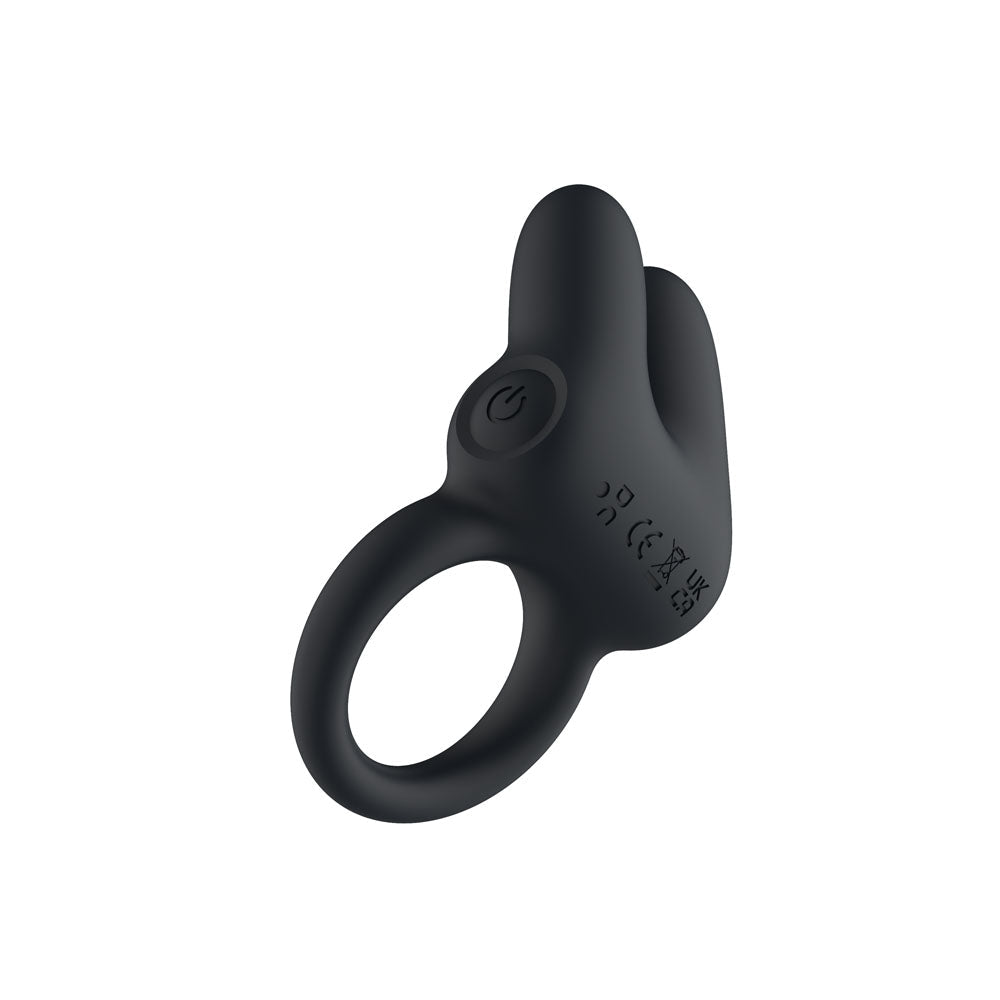 Passion Play Dual Motors Vibrating Cock Ring Black - COCK RINGS