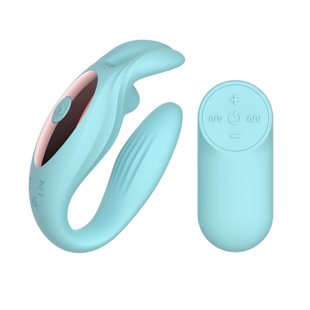 Passion Play Rabbit Couple Vibe With Remote Control Blue USB Rechargeable - VIBRATORS