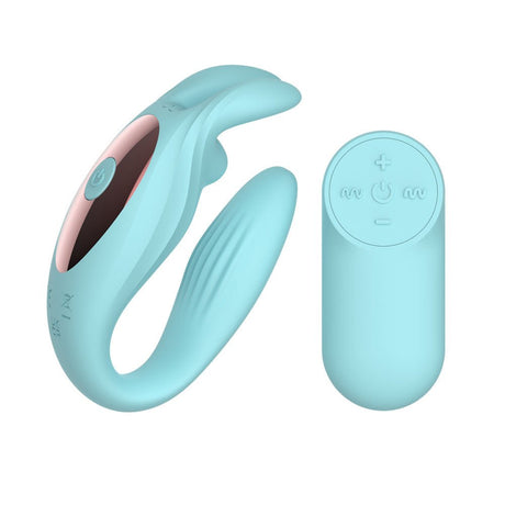 Passion Play Rabbit Couple Vibe With Remote Control Blue USB Rechargeable - VIBRATORS