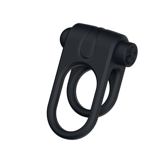 Passion Play Silicone Vibrating Dual Cock Ring Black USB Rechargeable - COCK RINGS