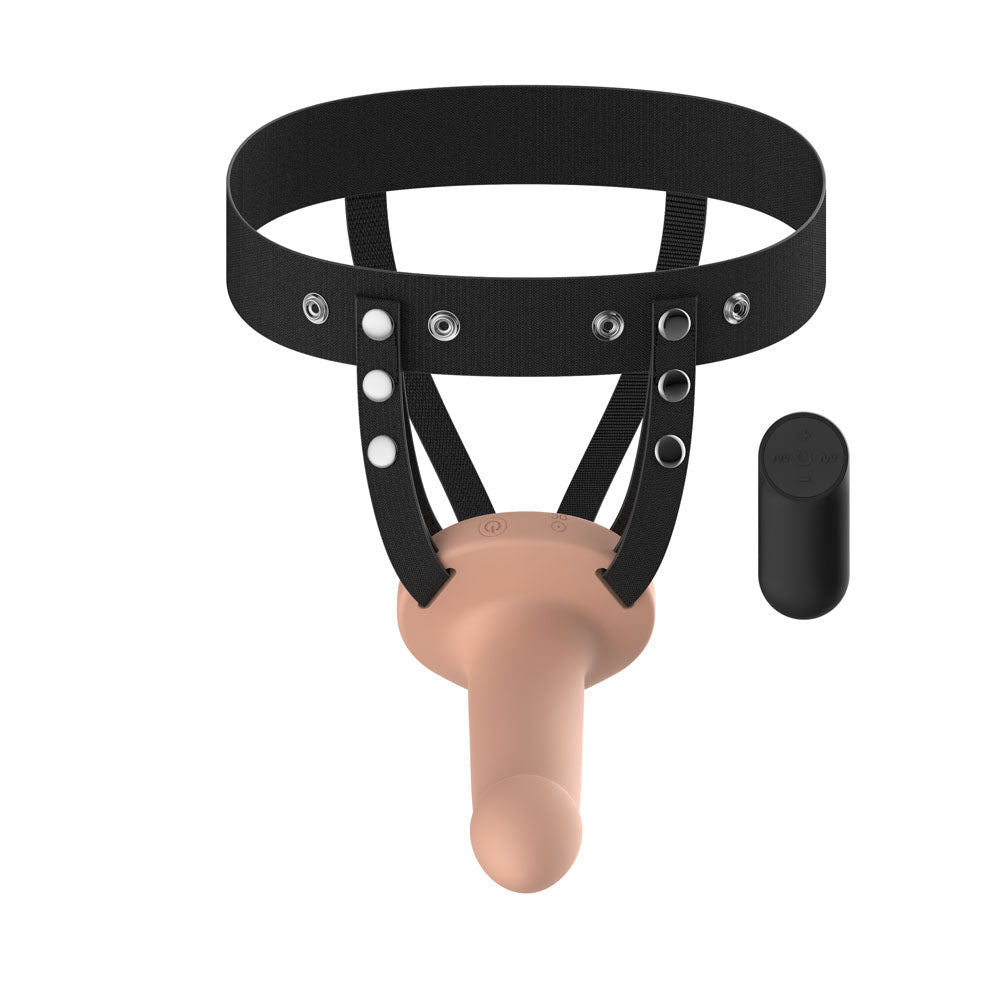 Passion Play Vibrating Hollow Strap On With Wireless Remote - STRAP-ONS