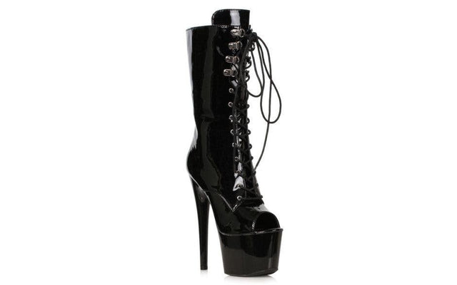 Peep-Toe Ankle Boot Black 7in - Naughty by Nature Adult Store