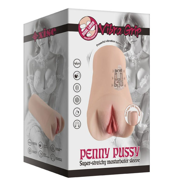 Penny Pussy Dual Layer Vibrating Masturbator - male masturbator
