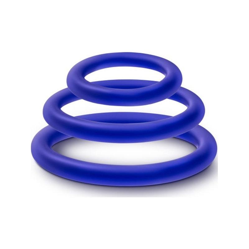 Performance Silicone Cock Ring 3 Pc Set Indigo - Naughty by Nature Adult Store