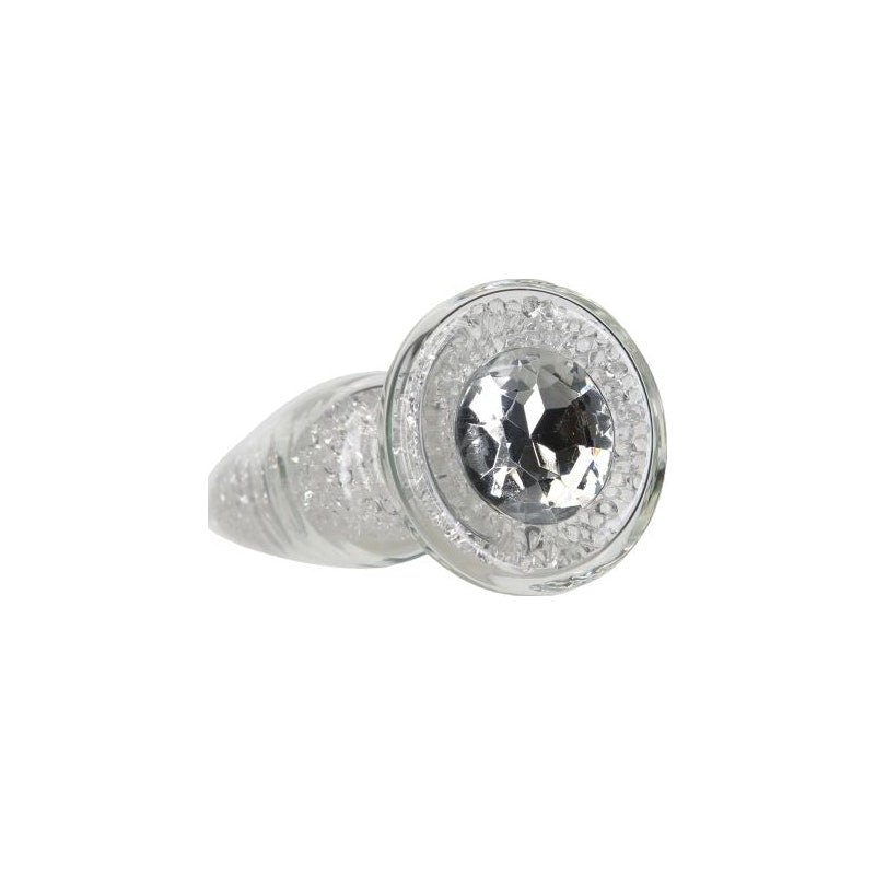 Pillow Talk Fancy Luxurious Glass Anal Plug w Clear Gem - Adult Toys