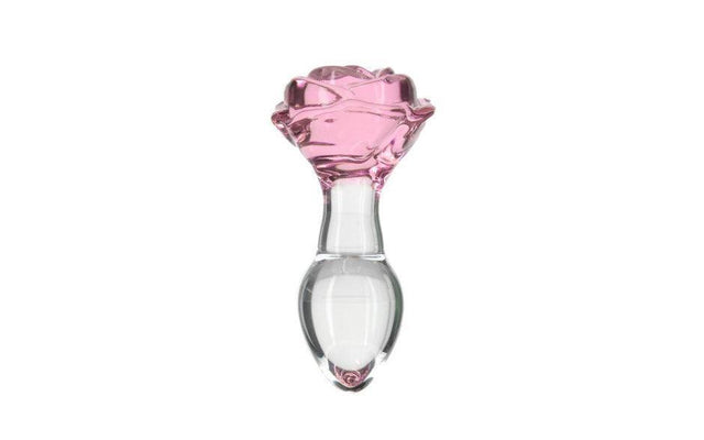 Pillow Talk Rosy Luxurious Glass Anal Plug w Clear Gem - Naughty by Nature Adult Store