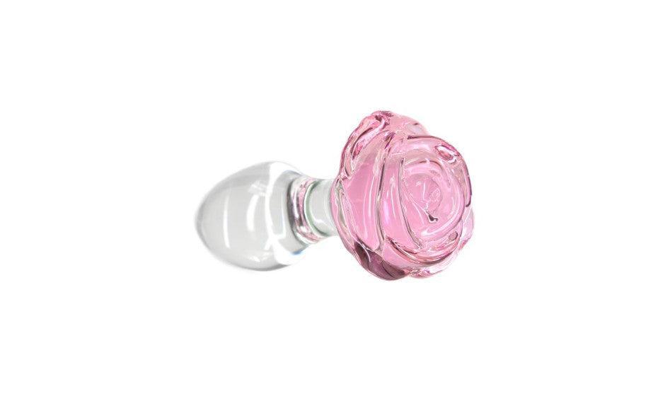 Pillow Talk Rosy Luxurious Glass Anal Plug w Clear Gem - Naughty by Nature Adult Store