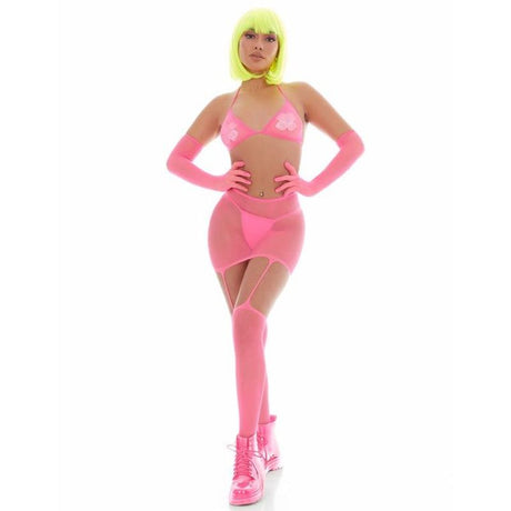 Pink Mesh Bling Ring Set incl Pasties - Lingerie