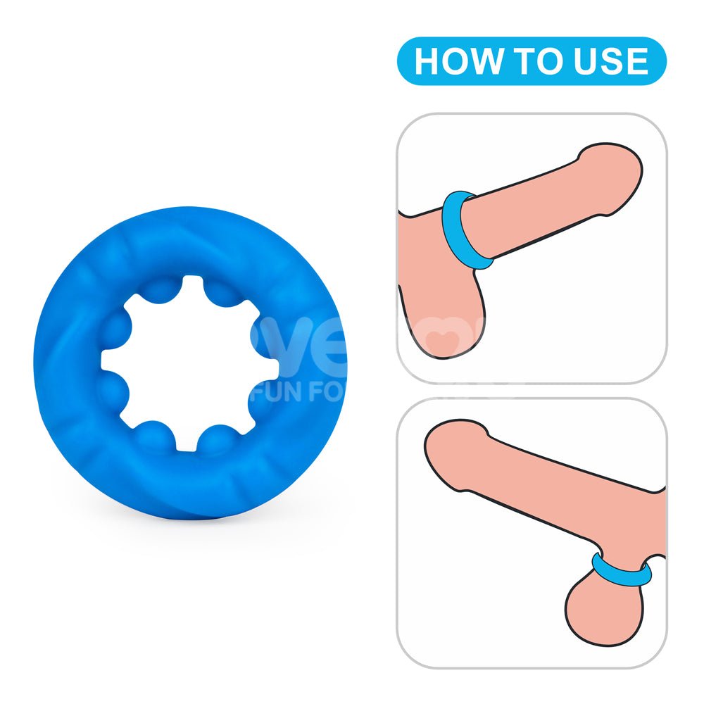 Pinnacle Pro Ridge Bump Stretcher - Blue Cock Ring - COCK RINGS