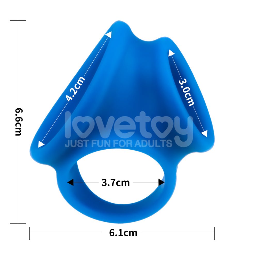 Pinnacle Pro Trio Grip Enhancer - Blue Cock & Balls Ring - COCK RINGS