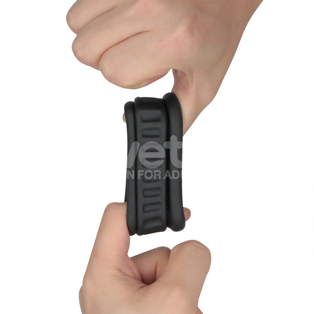 Pinnacle Pro Twin Grip Enhancer - Black Cock & Balls Ring - COCK RINGS