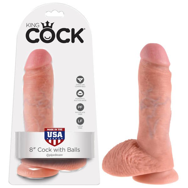 Pipedream King Cock 8 Inch Realistic Dildo with Suction Cup - Flesh - DONGS