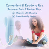 Play With Me - Moondust Magic - Blue 20.3 cm USB Rechargeable Rabbit Vibrator - VIBRATORS