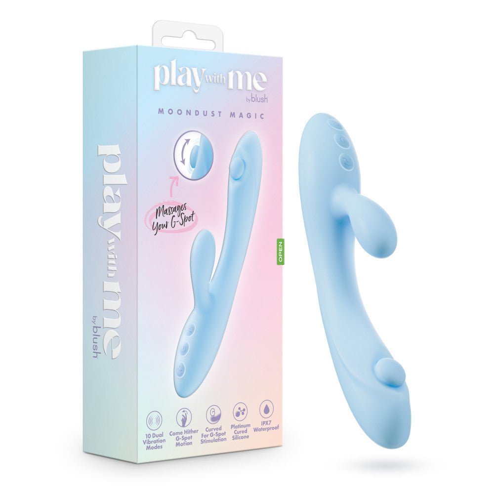Play With Me - Moondust Magic - Blue 20.3 cm USB Rechargeable Rabbit Vibrator - VIBRATORS