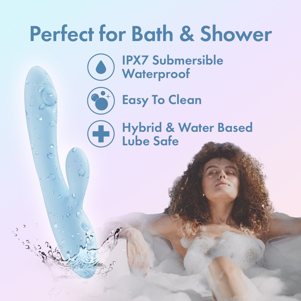 Play With Me - Moondust Magic - Blue 20.3 cm USB Rechargeable Rabbit Vibrator - VIBRATORS