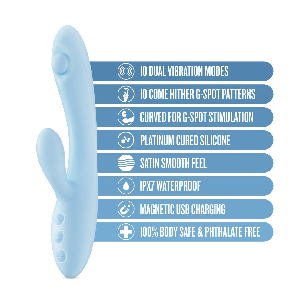 Play With Me - Moondust Magic - Blue 20.3 cm USB Rechargeable Rabbit Vibrator - VIBRATORS