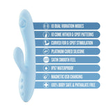 Play With Me - Moondust Magic - Blue 20.3 cm USB Rechargeable Rabbit Vibrator - VIBRATORS