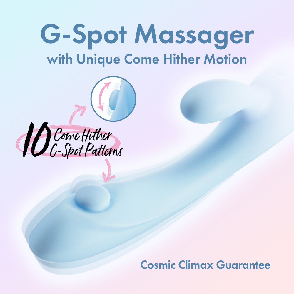 Play With Me - Moondust Magic - Blue 20.3 cm USB Rechargeable Rabbit Vibrator - VIBRATORS
