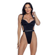 PlayBoy Black High - Leg 1 Pc Swimsuit with Rhinestone Logo - Lingerie