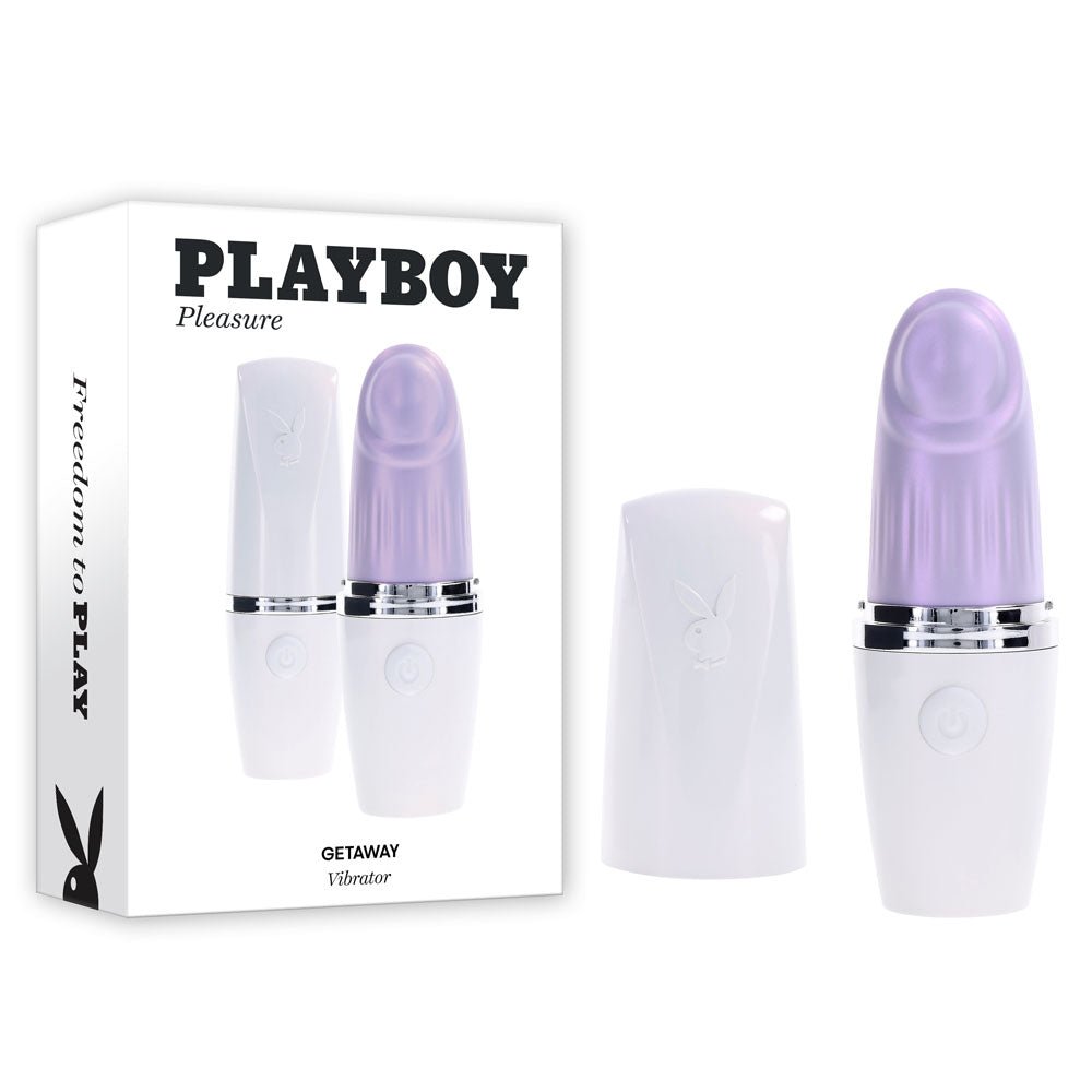 Playboy Pleasure GETAWAY - White/Purple 14.2 cm USB Rechargeable Tapping Stimulator - STIMULATORS