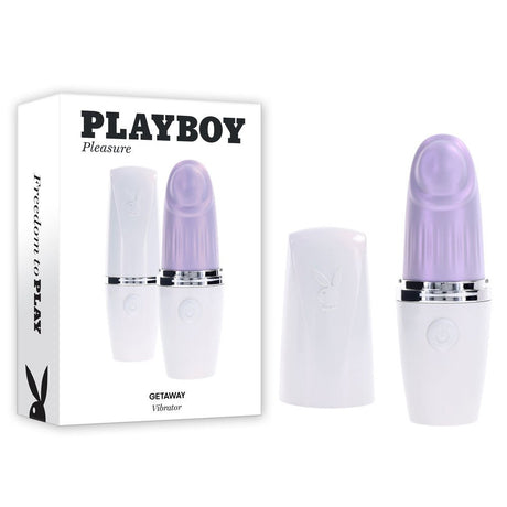 Playboy Pleasure GETAWAY - White/Purple 14.2 cm USB Rechargeable Tapping Stimulator - STIMULATORS