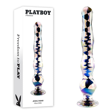 Playboy Pleasure JEWELS WAND - Clear Glass 20.3 cm Dildo - GLASS TOYS