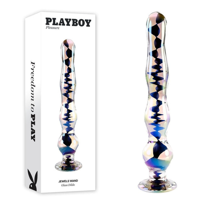 Playboy Pleasure JEWELS WAND - Clear Glass 20.3 cm Dildo - GLASS TOYS
