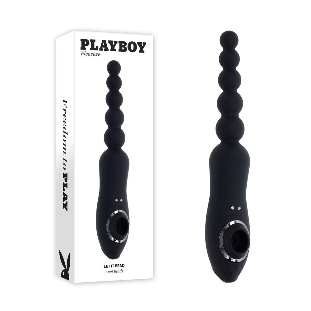 Playboy Pleasure Let It Bead – Vibrating Anal Beads with Clitoral Suction - Anal Toys