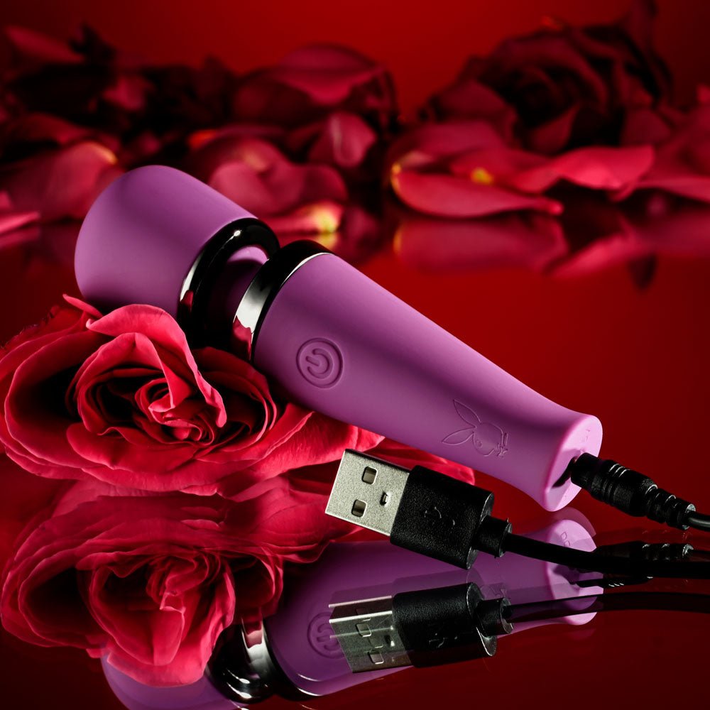 Playboy Pleasure MIC DROP - Purple 11.4 cm USB Rechargeable Vibrating Mini Massage Wand - VIBRATORS