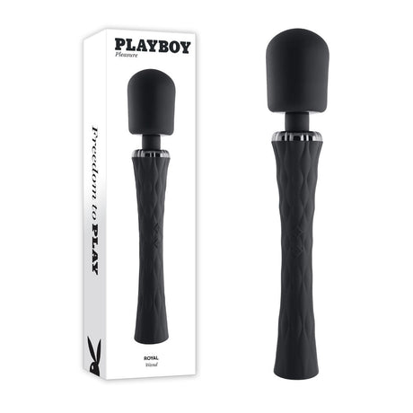 Playboy Pleasure ROYAL - Black 29.2 cm USB Rechargeable Massage Wand - VIBRATORS