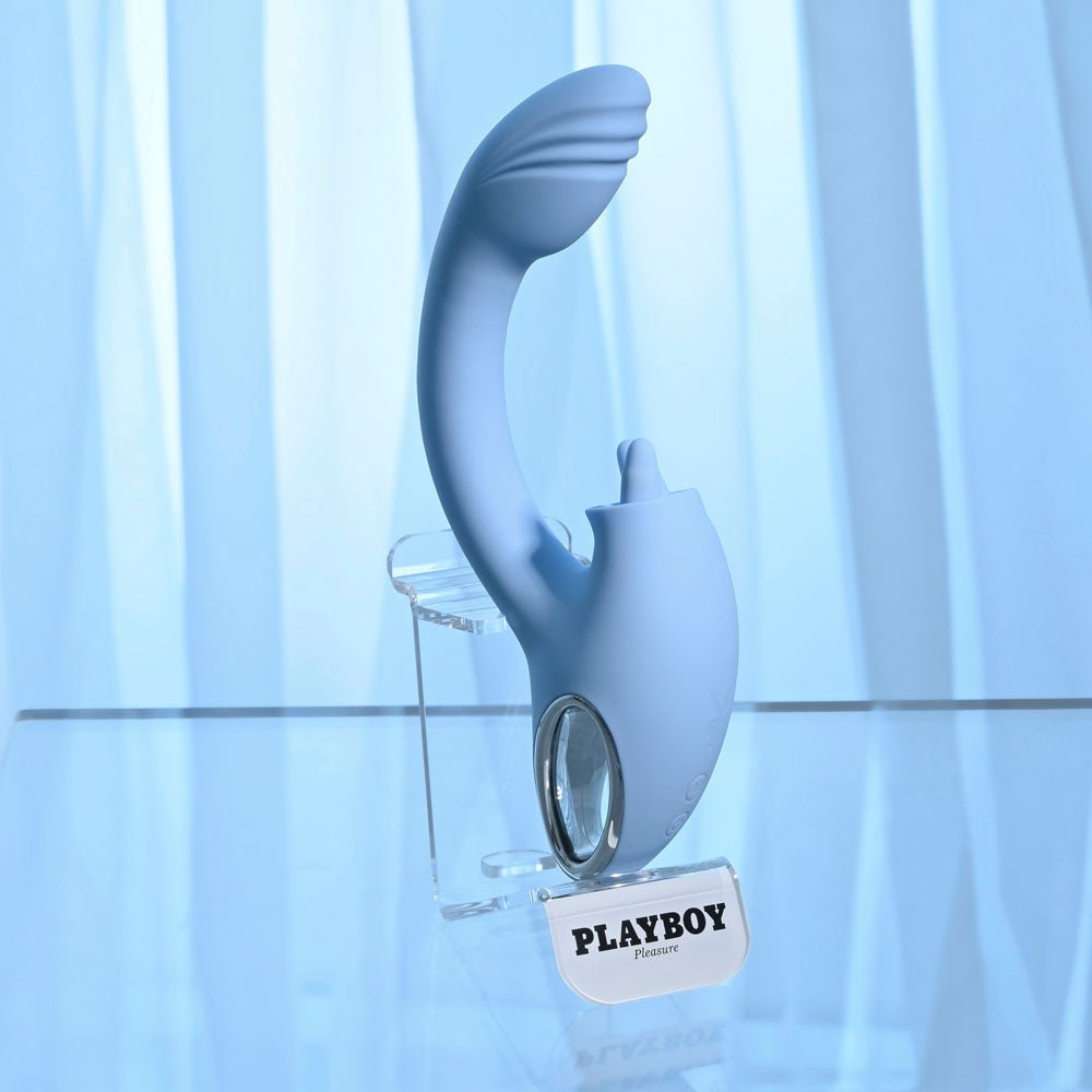 Playboy Pleasure SAPPHIRE SKY Vibrator with Double Tongue Stimulator - VIBRATORS
