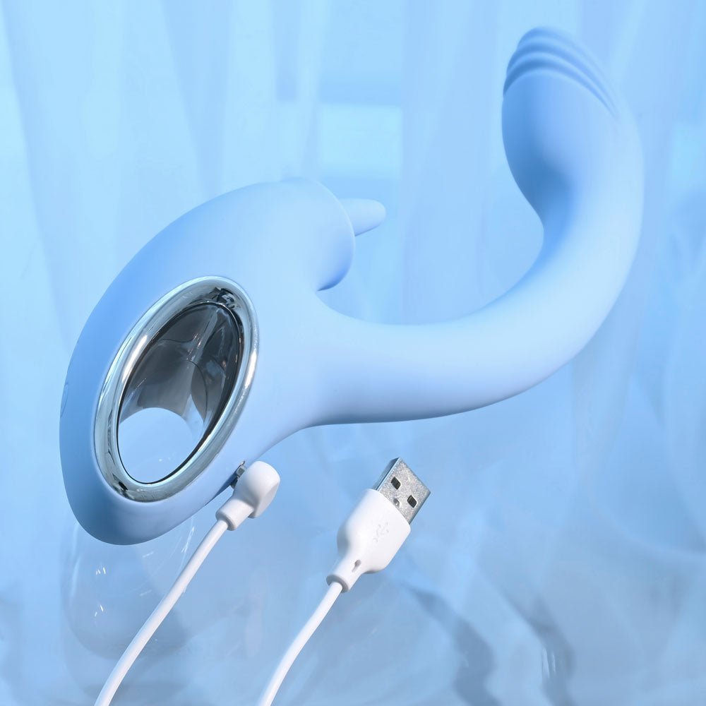 Playboy Pleasure SAPPHIRE SKY Vibrator with Double Tongue Stimulator - VIBRATORS