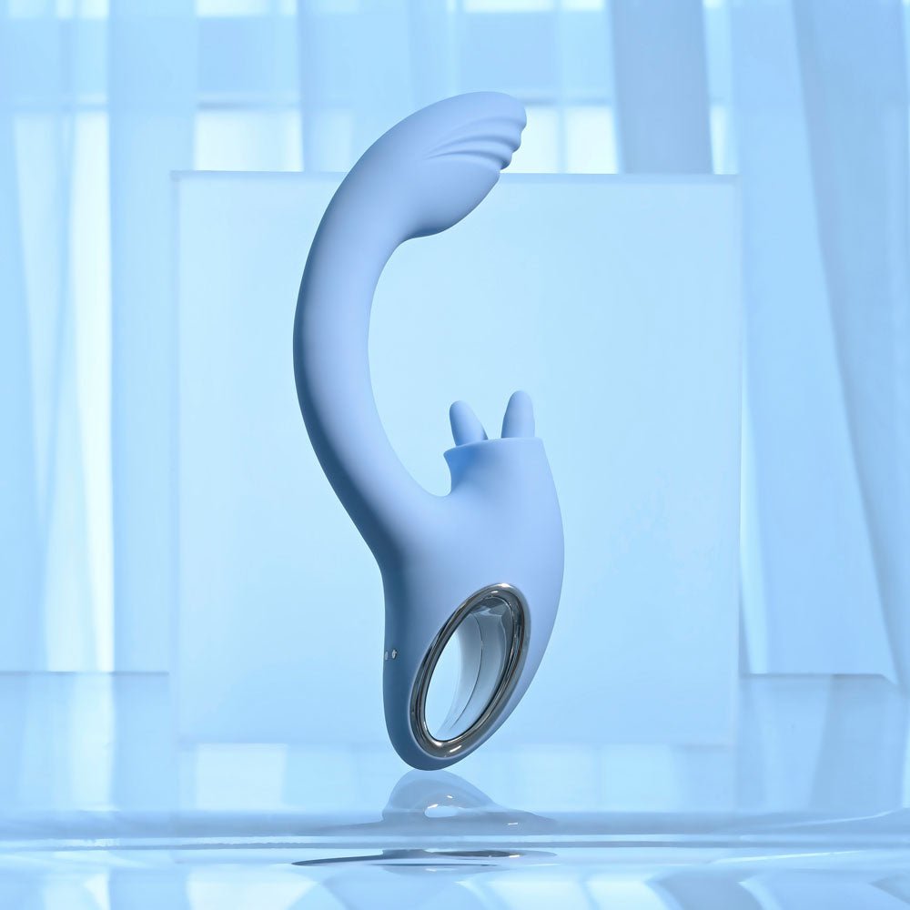 Playboy Pleasure SAPPHIRE SKY Vibrator with Double Tongue Stimulator - VIBRATORS