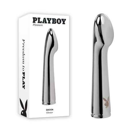 Playboy Pleasure Swoon Chrome Metal Vibrator – 14cm USB Rechargeable - VIBRATORS