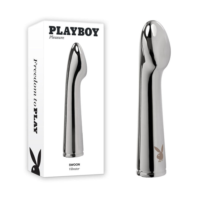 Playboy Pleasure Swoon Chrome Metal Vibrator – 14cm USB Rechargeable - VIBRATORS