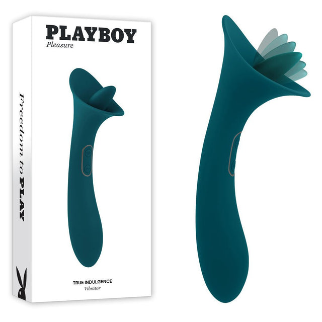 Playboy Pleasure TRUE INDULGENCE - Teal 21.3 cm USB Rechargeable Vibrator with Flicking Tip - VIBRATORS