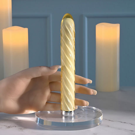 Playboy Pleasure TWIST OF FATE - Yellow Glass Rechargeable Vibrator - VIBRATORS