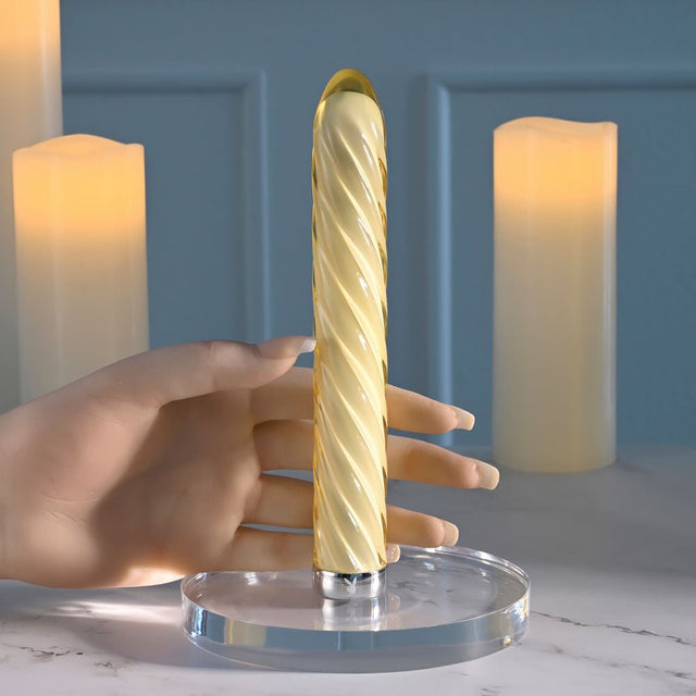 Playboy Pleasure TWIST OF FATE - Yellow Glass Rechargeable Vibrator - VIBRATORS