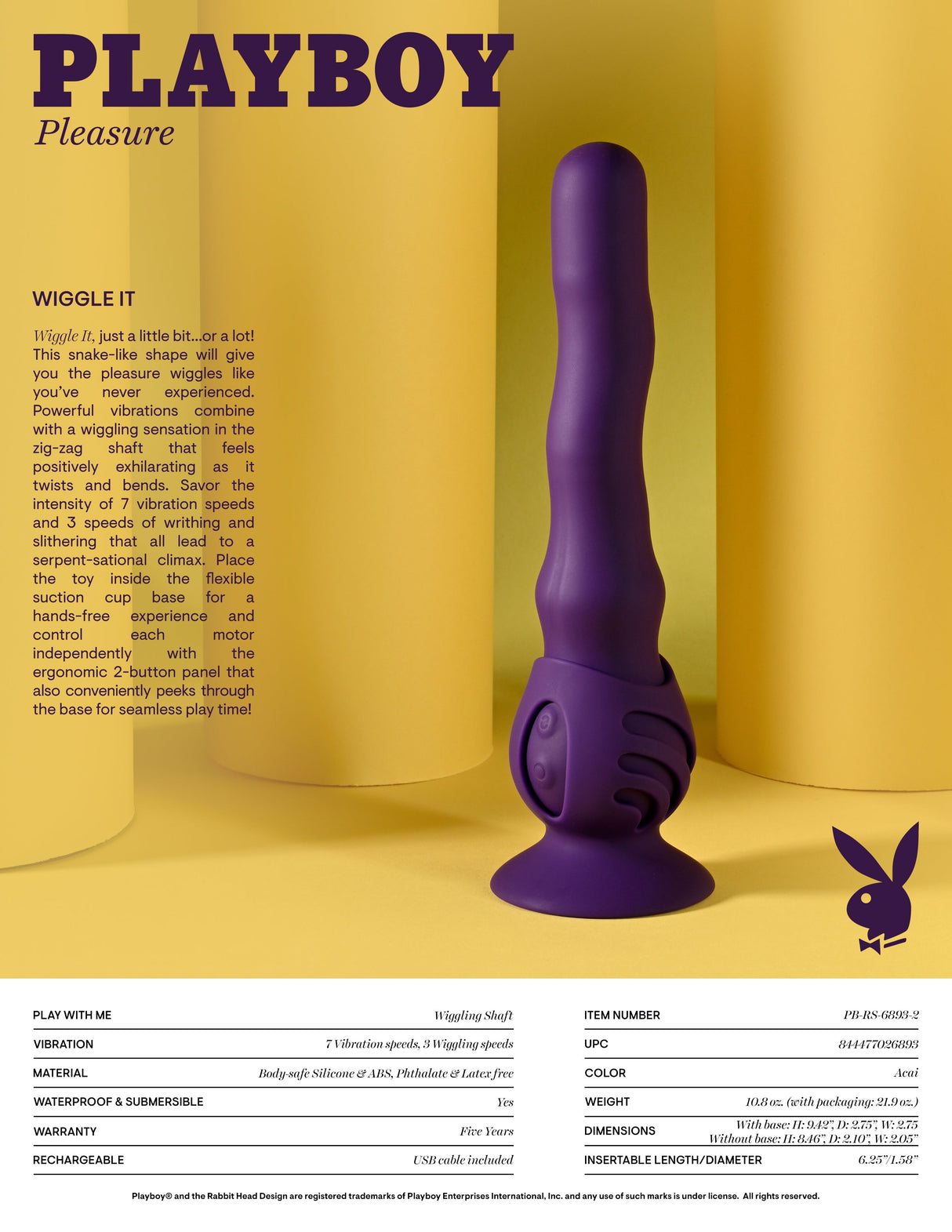 Playboy Pleasure Wiggle It Purple Wiggling Vibrator - VIBRATORS