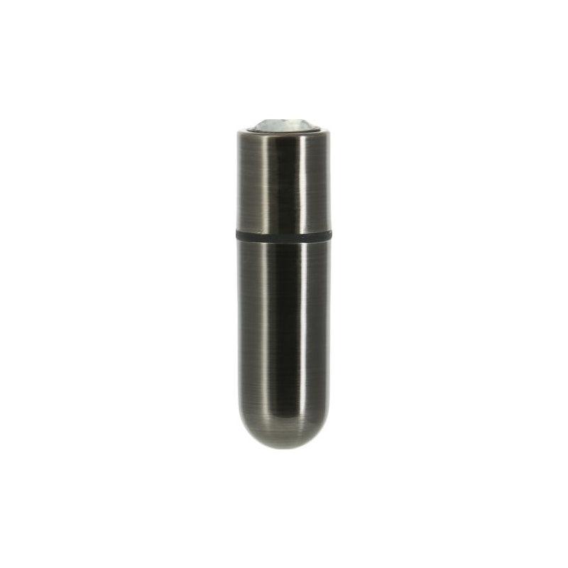 Power Bullet First Class 6cm Rechargeable w Crystal Gun Metal - Adult Toys