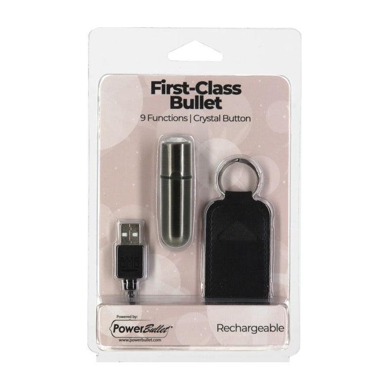 Power Bullet First Class 6cm Rechargeable w Crystal Gun Metal - Naughty by Nature Adult Store