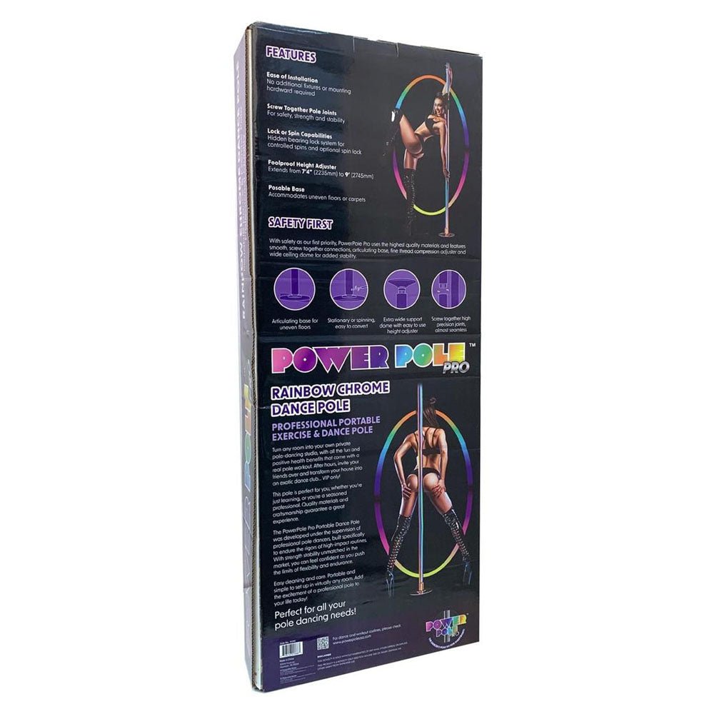 Power Pole Pro Rainbow Chrome Dance Pole Kit Portable Height Adjustable Studio Quality - SWINGS