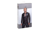 Power Wetlook Mens Jacket w Pleated PVC Epaulets - Lingerie
