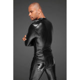 Power Wetlook Mens Jacket w Pleated PVC Epaulets - Lingerie