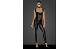 Power Wetlook Overall w Tulle Panel - Lingerie